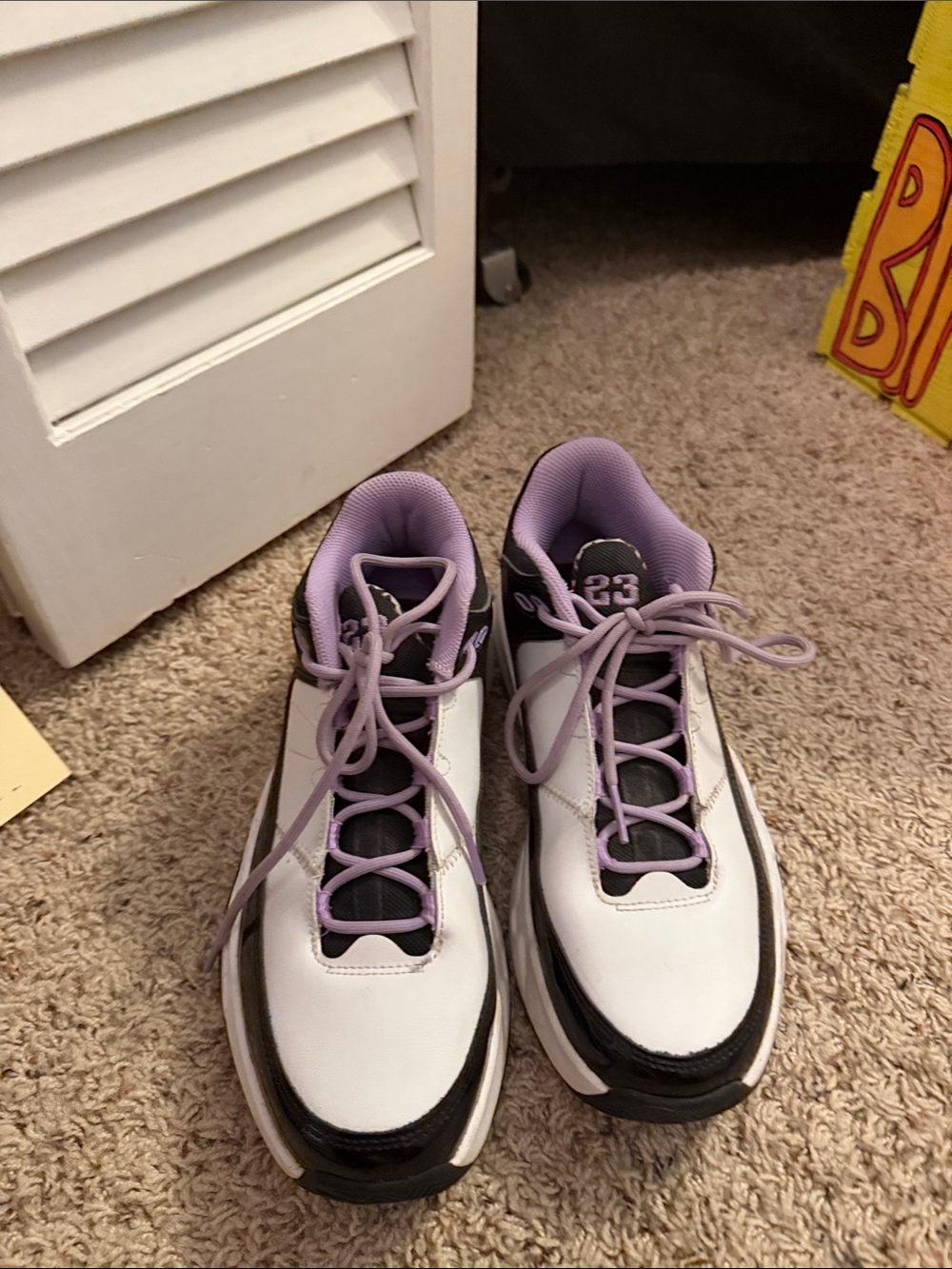 Jordan Women's White, Black & Lavender Sneakers